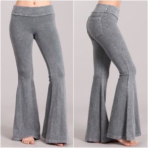 Mineral washed French Terry Bell Bottom Palazzo Pants